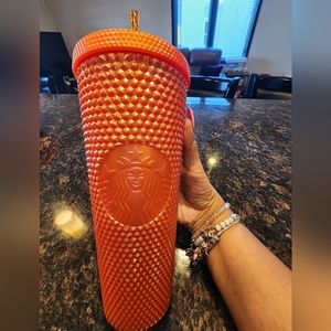 Starbucks Tumbler Orange Bling Pearl Halloween Studded Fall 2022